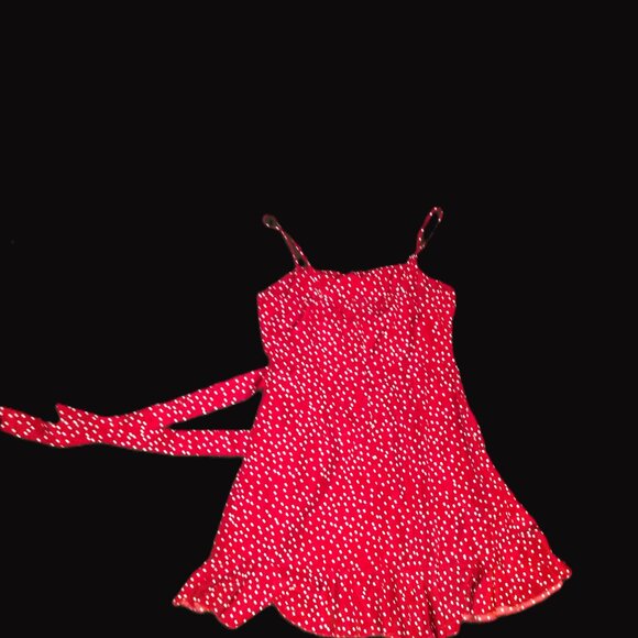 Princess Polly Caesura Mini Dress Size 10 in Red Polka Dot - Picture 2 of 4